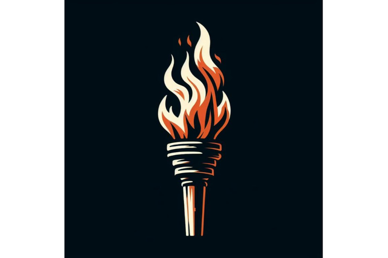 4-torch-with-flames-on-black-bac