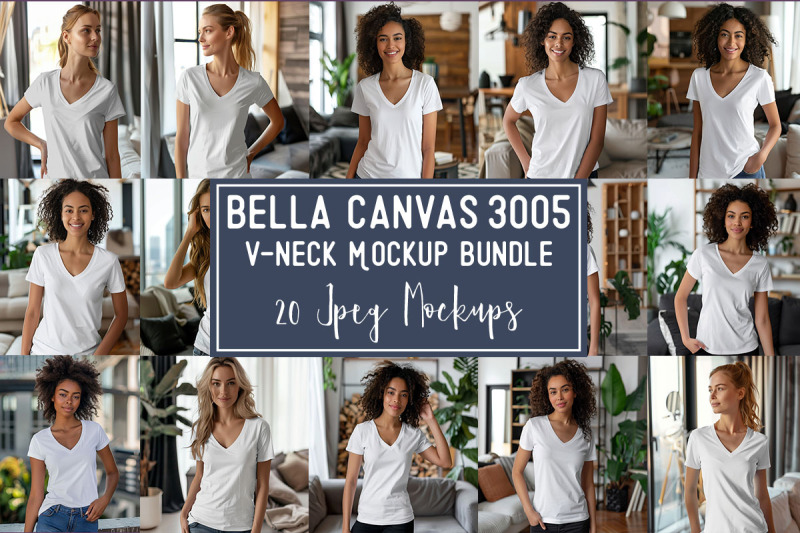 bella-canvas-3005-v-neck-mockup-bundle