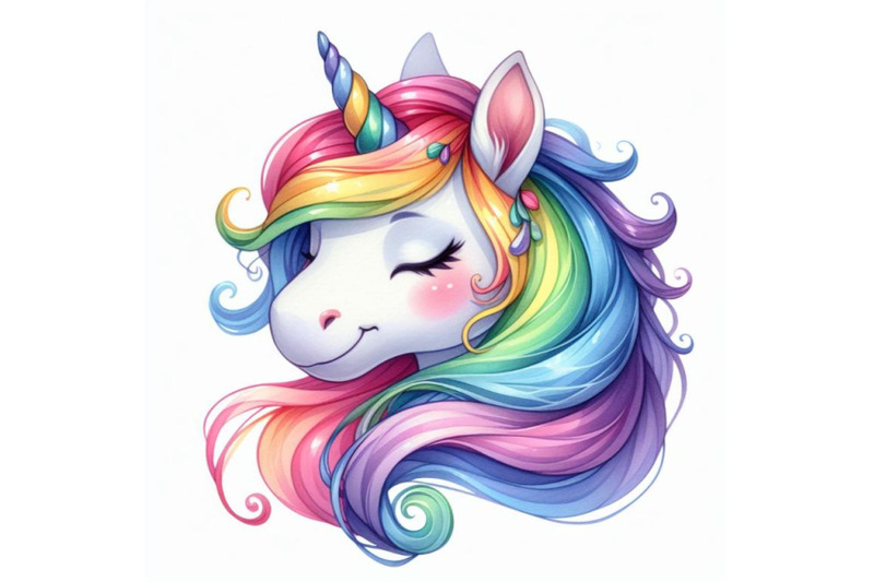 a-bundle-of-cute-cartoon-unicorn-head-with-rainb