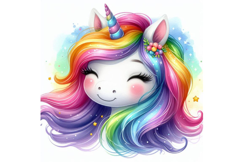 a-bundle-of-cute-cartoon-unicorn-head-with-rainb