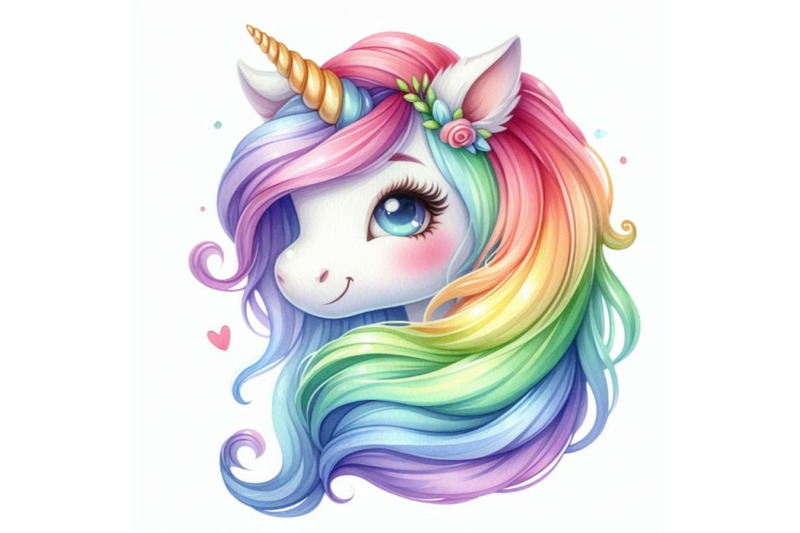 a-bundle-of-cute-cartoon-unicorn-head-with-rainb