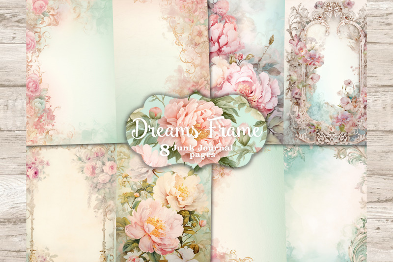 dreams-frame-junk-journal-page-blank-digital-collage-sheet