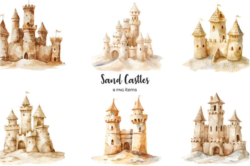 watercolor-sand-castle-clipart-tender-summer-beige-sandcastle-8-png