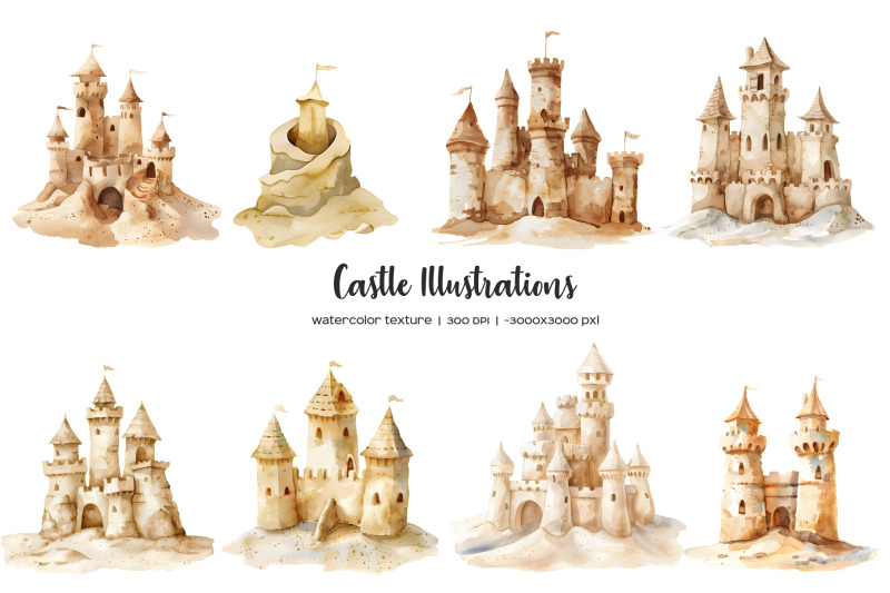 watercolor-sand-castle-clipart-tender-summer-beige-sandcastle-8-png