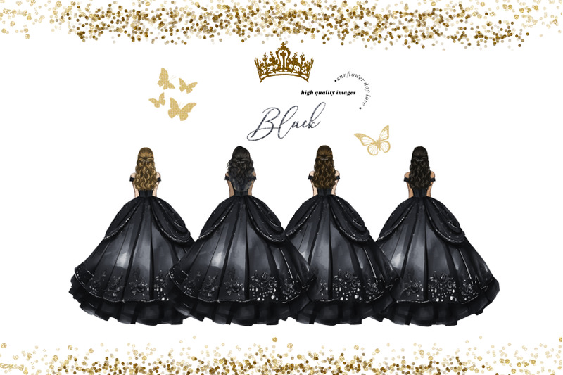 elegant-black-dress-butterfly-floral-clipart-black-flowers-clipart