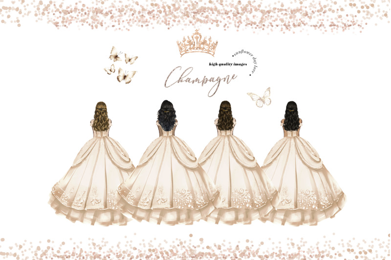 champagne-princess-dresses-butterfly-clipart-champagne-flowers