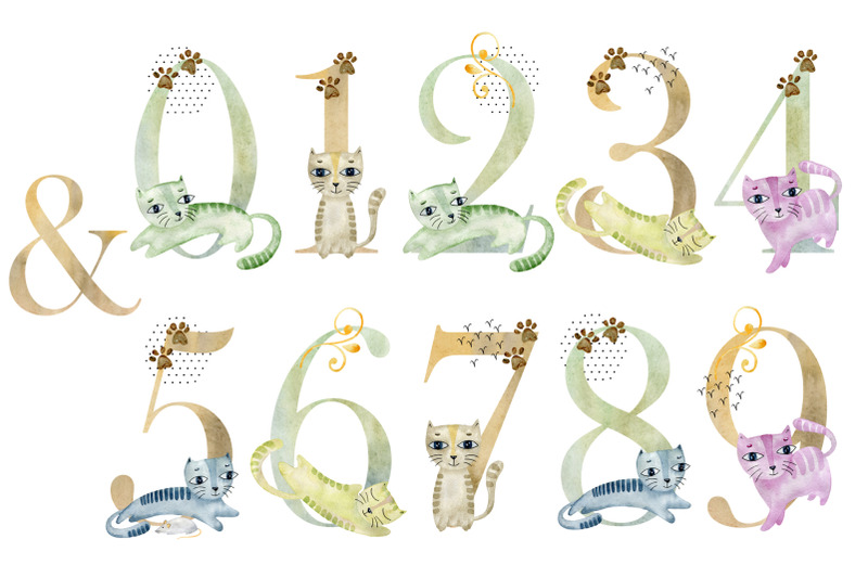 watercolor-alphabet-with-cats