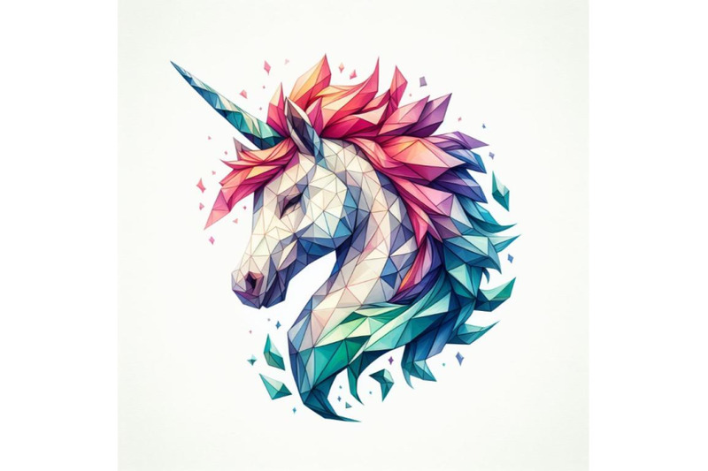 4-unicorn-symbol-in-low-poly-style