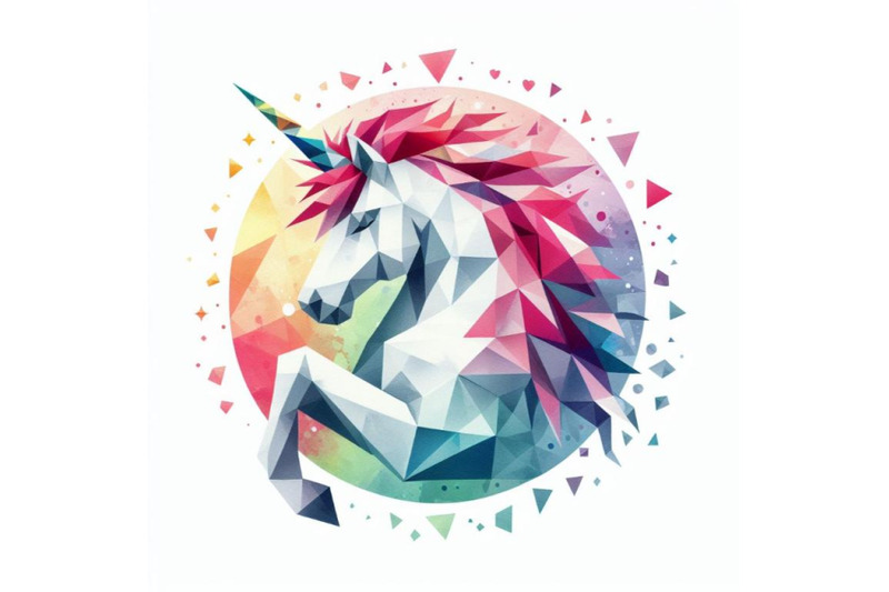 4-unicorn-symbol-in-low-poly-style