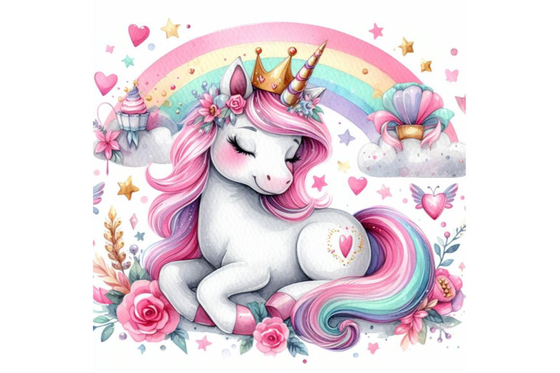 4-isolated-cute-watercolor-unicorn