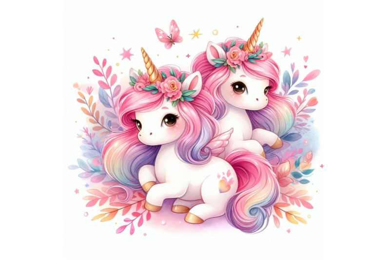 4-isolated-cute-watercolor-unicorn