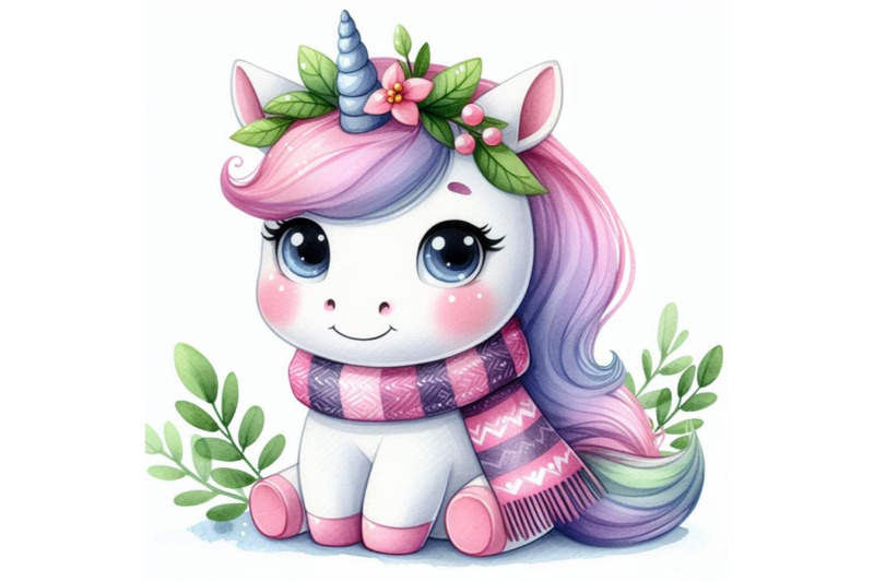 4-cute-cartoon-unicorn-in-a-scarf