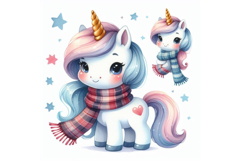 4-cute-cartoon-unicorn-in-a-scarf