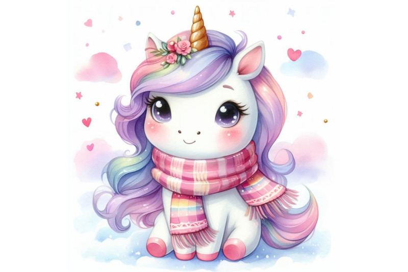 4-cute-cartoon-unicorn-in-a-scarf