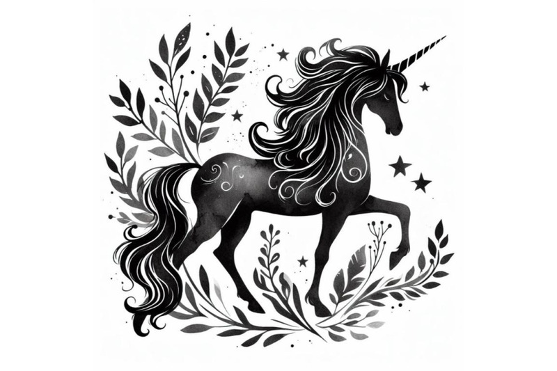 4-unicorn-black-silhouette-vector