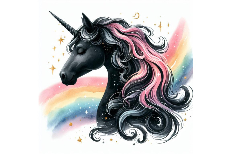 4-unicorn-black-silhouette-vector