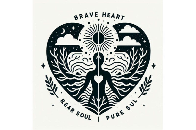 bundle-of-4-brave-heart-clear-mind-pure-soul-vector