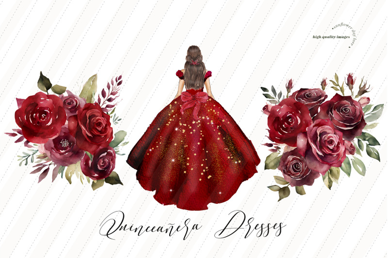 elegant-burgundy-dresses-gold-glitter-clipart-burgundy-flowers