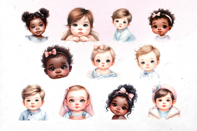 watercolor-cute-babies-bundle-png-cliparts