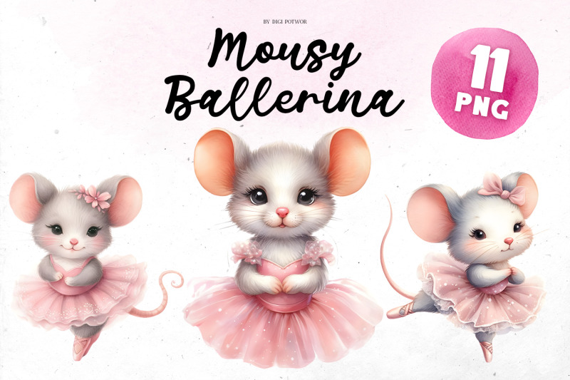 watercolor-mousy-ballerina-bundle-png-cliparts