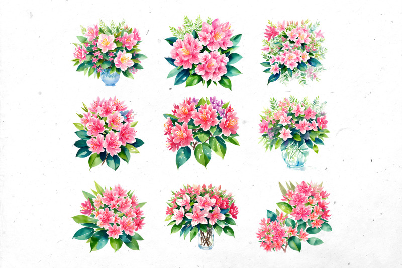 watercolor-rhododendron-bundle-png-cliparts