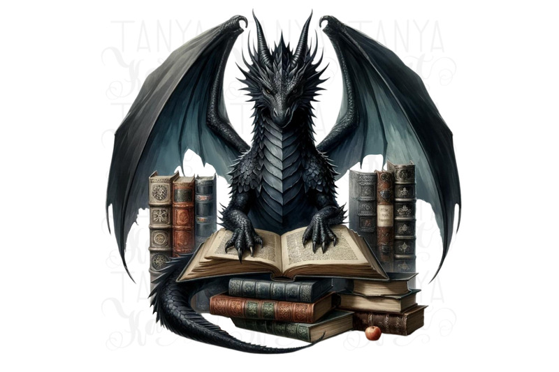 bookish-dragon-png-digital-download