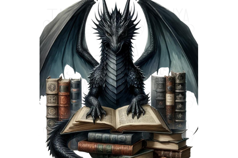 bookish-dragon-png-digital-download