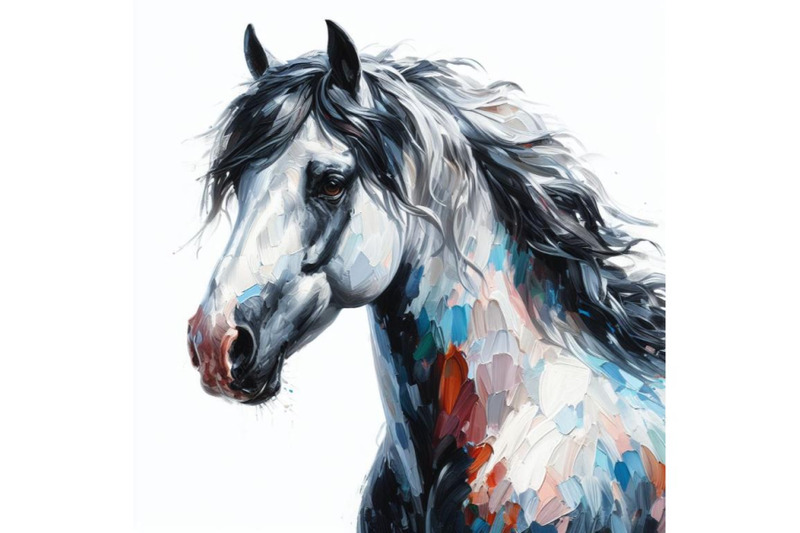 a-set-of-4-horse-illustrations-white-background