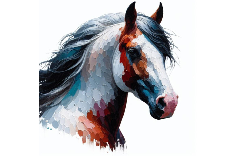 a-set-of-4-horse-illustrations-white-background