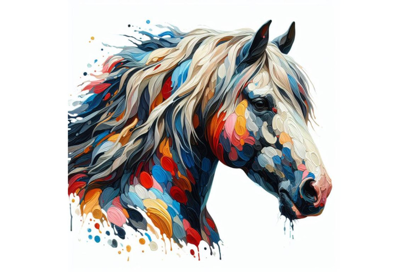 a-set-of-4-horse-illustrations-white-background