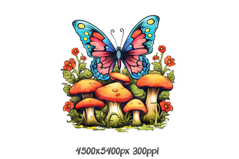 butterfly-on-wild-mushrooms