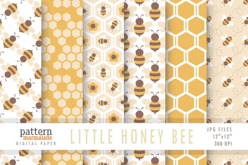 little-honey-bee-seamless-pattern-bw006a