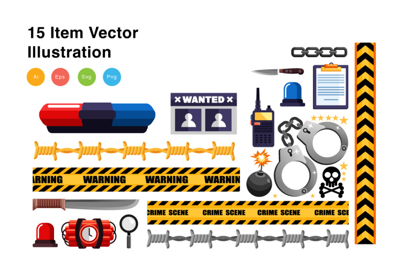 crime-elements-vector-illustration