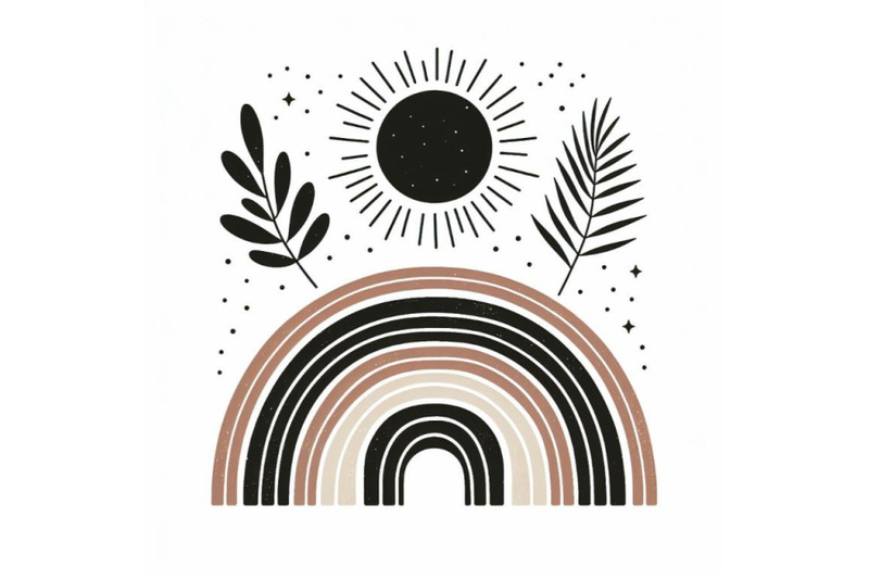 a-set-of-4-abstract-sun-rainbow-print-boho-minimalis