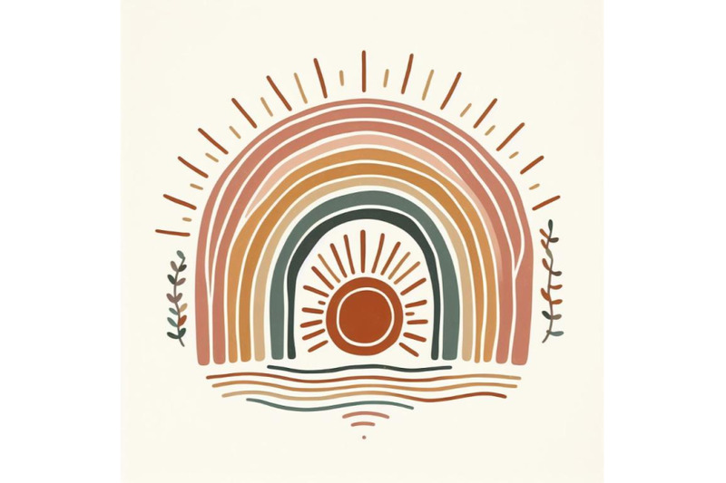 a-set-of-4-abstract-sun-rainbow-print-boho-minimalis