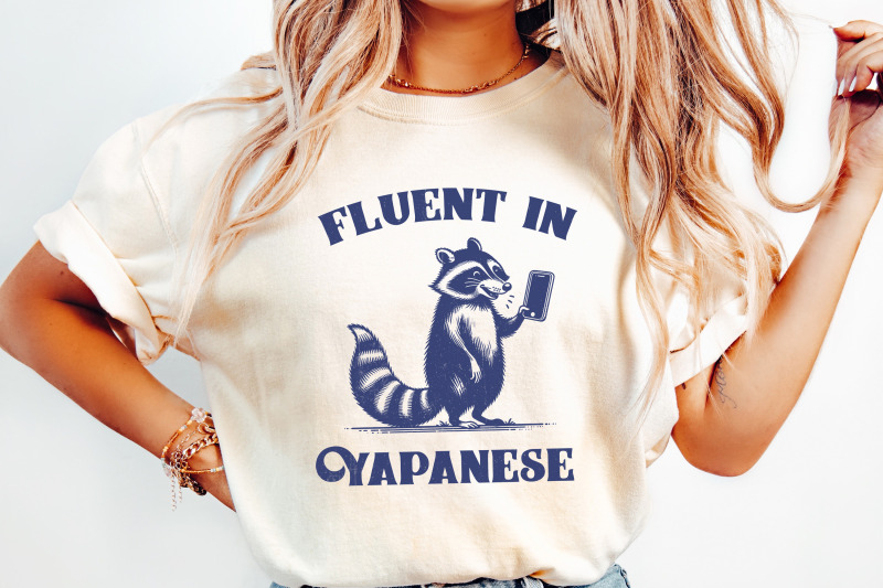 fluent-in-yapanese-png-funny-raccoon-vintage-design-trending-meme-t-shirt-graphic-premium-quality-digital-download-sublimation-print