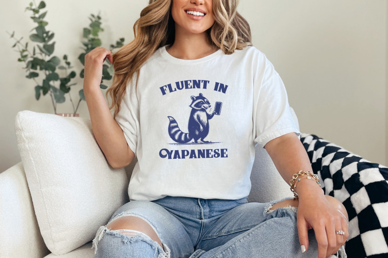 fluent-in-yapanese-png-funny-raccoon-vintage-design-trending-meme-t-shirt-graphic-premium-quality-digital-download-sublimation-print