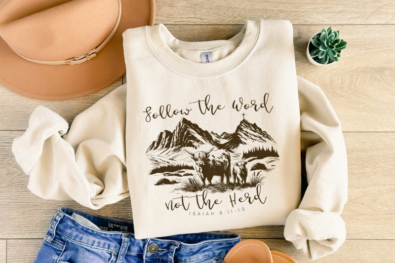 follow-the-word-not-the-herd-png-isaiah-8-11-13-christian-country-design-western-cowboy-png-faith-sublimation-bible-verse-highlandcow