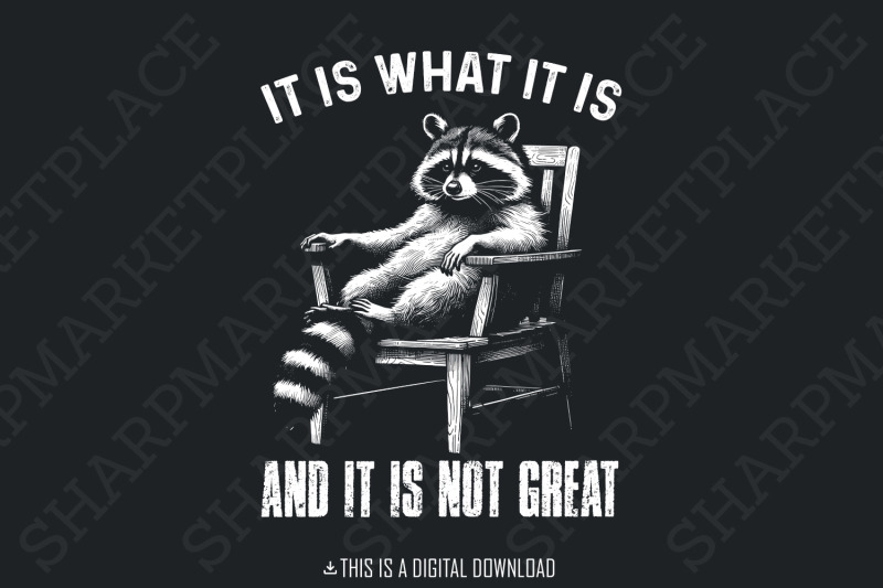 it-is-what-it-is-and-it-is-not-great-racoon-t-shirt-design-sarcastic-funny-graphic-tee-png-trending-sublimation-design-digital-download