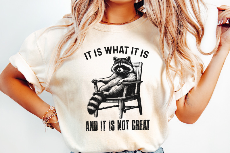 it-is-what-it-is-and-it-is-not-great-racoon-t-shirt-design-sarcastic-funny-graphic-tee-png-trending-sublimation-design-digital-download