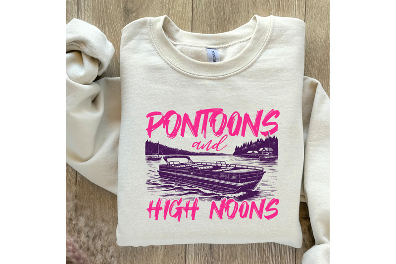 pontoons-and-high-noons-retro-vintage-neon-summer-boat-png-trendy-beer-seltzer-design-digital-download