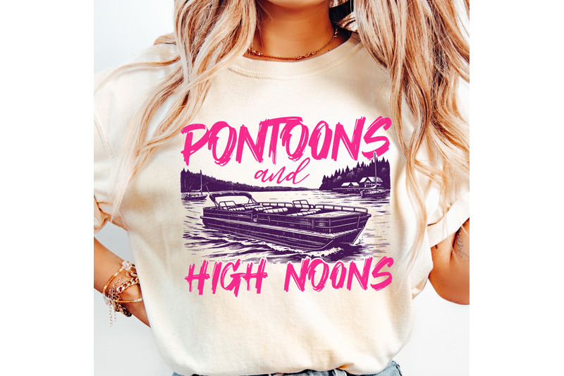 pontoons-and-high-noons-retro-vintage-neon-summer-boat-png-trendy-beer-seltzer-design-digital-download