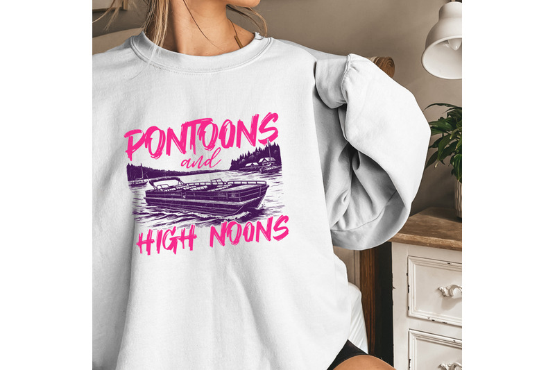 pontoons-and-high-noons-retro-vintage-neon-summer-boat-png-trendy-beer-seltzer-design-digital-download