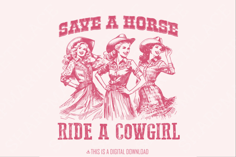 retro-save-a-horse-ride-a-cowgirl-png-funny-lesbian-cowgirl-digital-download-sapphic-png-lesbian-pride-western-png-vintage-lesbian-art