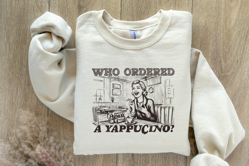 who-ordered-a-yappachino-retro-woman-in-coffee-shop-png-vintage-cafe-illustration-funny-coffee-lover-art-digital-download-quirky-retro