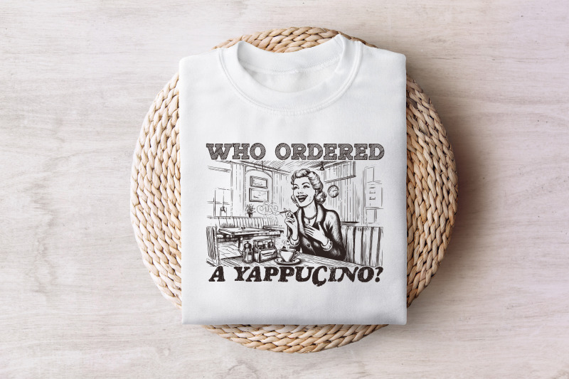 who-ordered-a-yappachino-retro-woman-in-coffee-shop-png-vintage-cafe-illustration-funny-coffee-lover-art-digital-download-quirky-retro