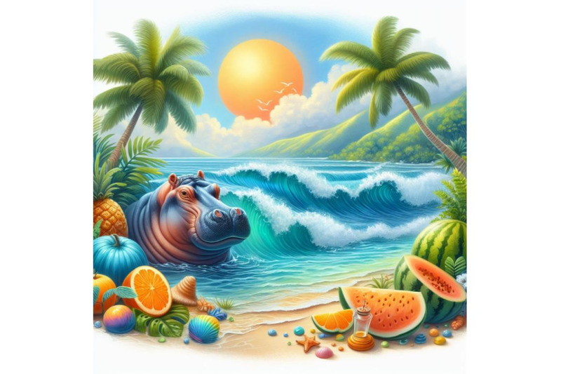 bundle-of-4-tropical-summer-hippo