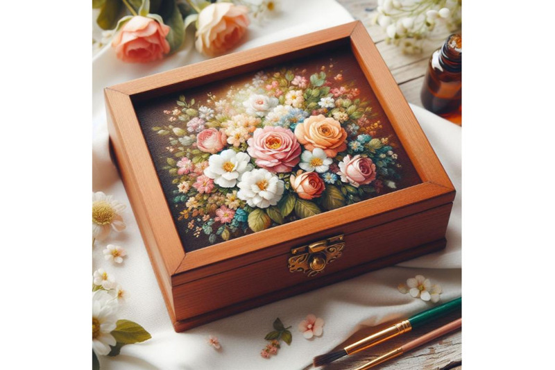 4-flowers-wooden-box