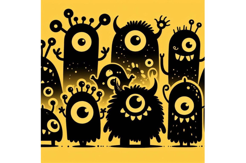 bundle-of-4-cartoon-cute-monsters