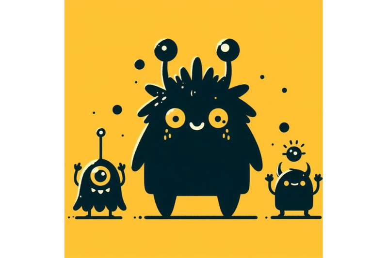 bundle-of-4-cartoon-cute-monsters